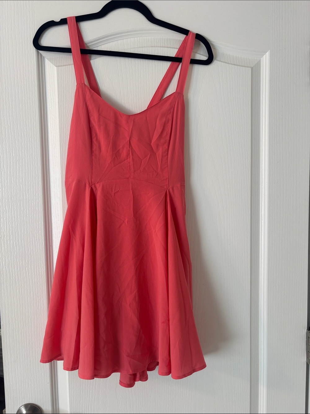 margot Coral Pink Fit-and-Flare Mini Dress